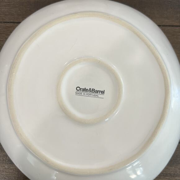 Set of 2 Crate and Barrel Marin 9” White Low Salad Bowls Plates Made in Portugal - Picture 4 of 4